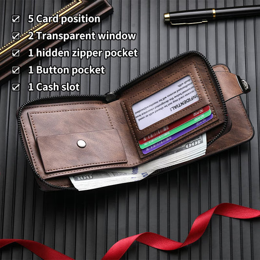 Men’s Retro Anchor Compass Print Wallet – Multi-Card Slots