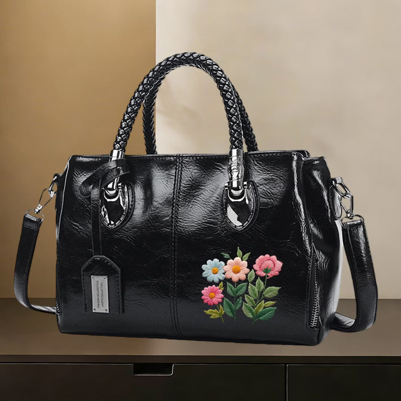 Women’s Vintage Floral Handbag – Stylish Top Handle Satchel