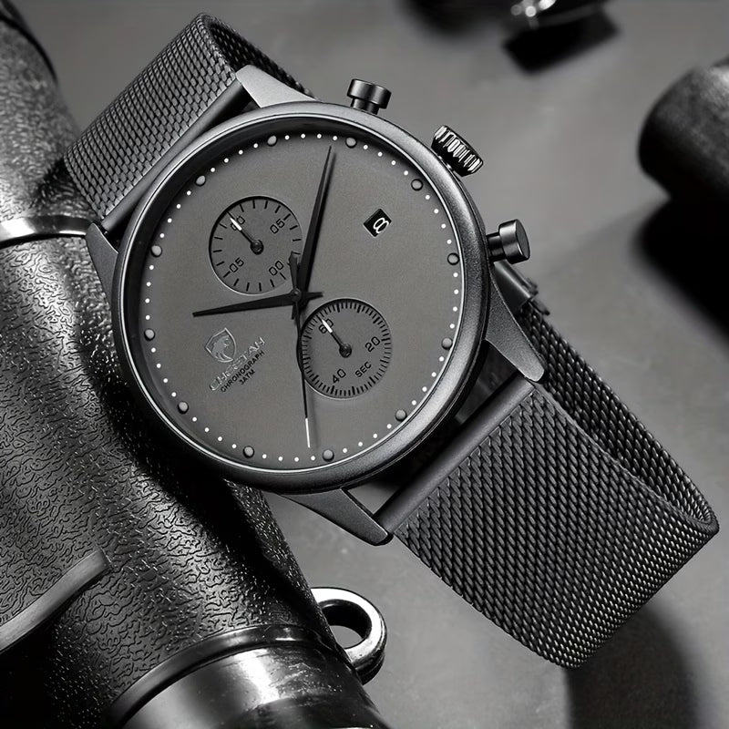 CHEETAH Men’s Quartz Chronograph Stainless Steel Mesh Strap Watch