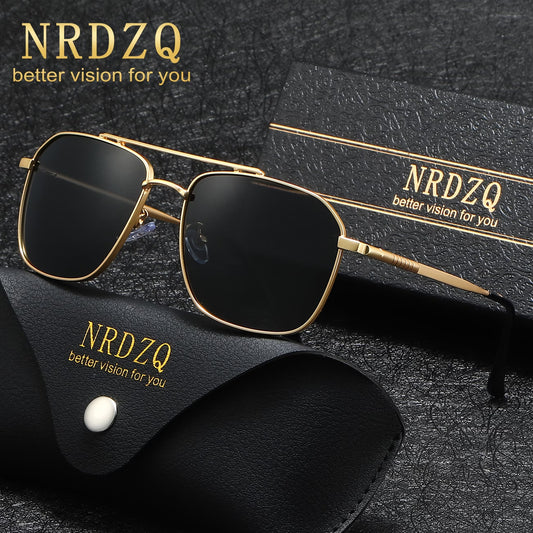 Men’s Square Metal Frame Polarized Sunglasses