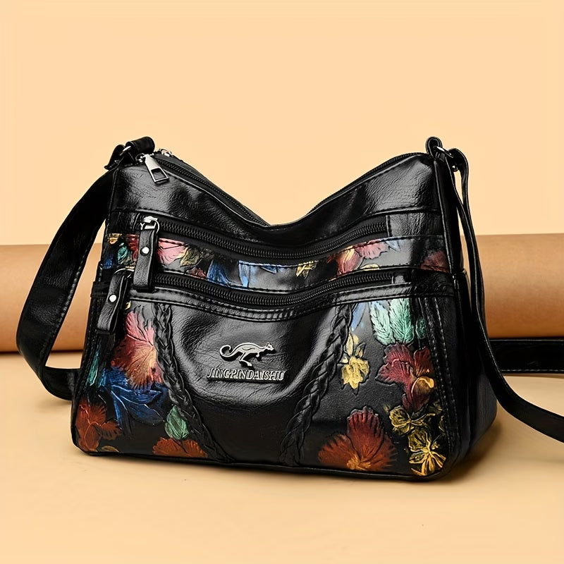 Women’s Vintage Floral Large-Capacity Crossbody Shoulder Bag