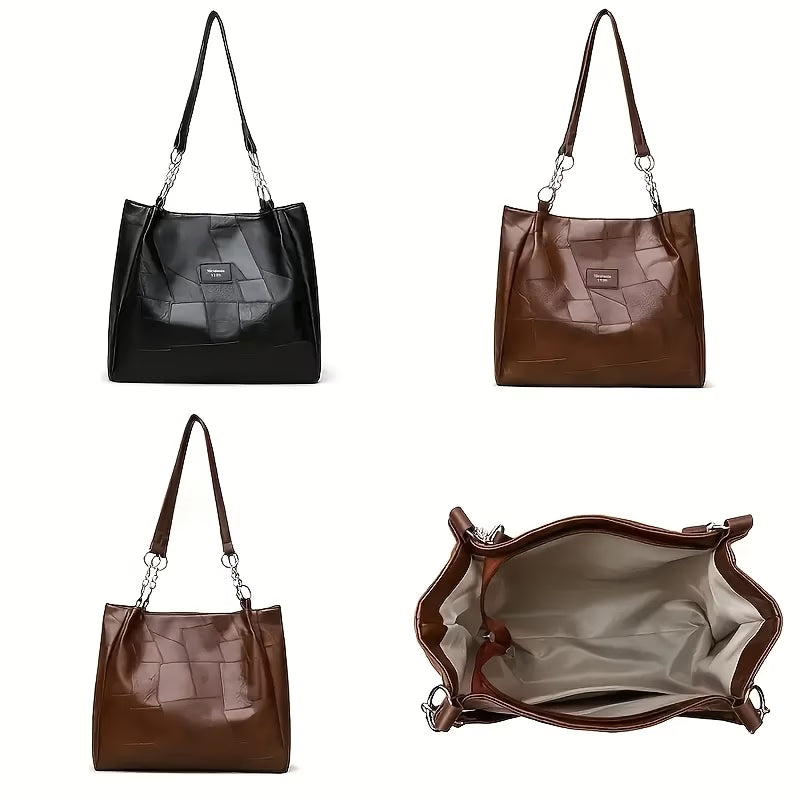 Women’s Large-Capacity Patchwork Design Tote Bag