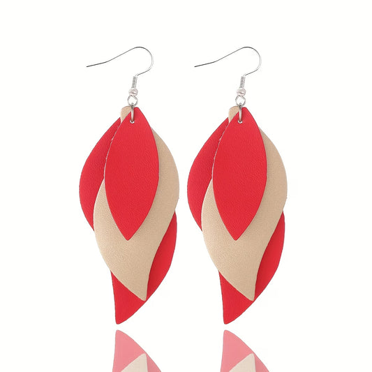 3-Layer Leaf Design Retro Dangle Earrings for Women