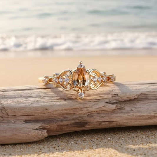 Angol Luxurious Yellow Oval-cut Synthetic Zirconia Ring