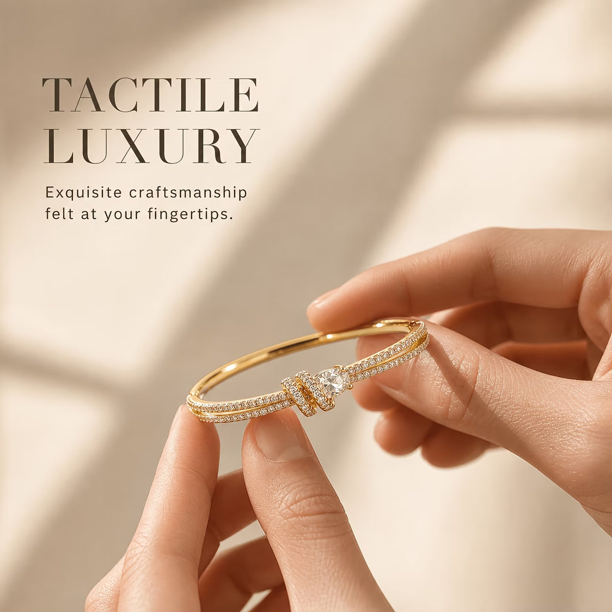 Luxury Double-Layer Golden Zirconia Knot Bangle Bracelet