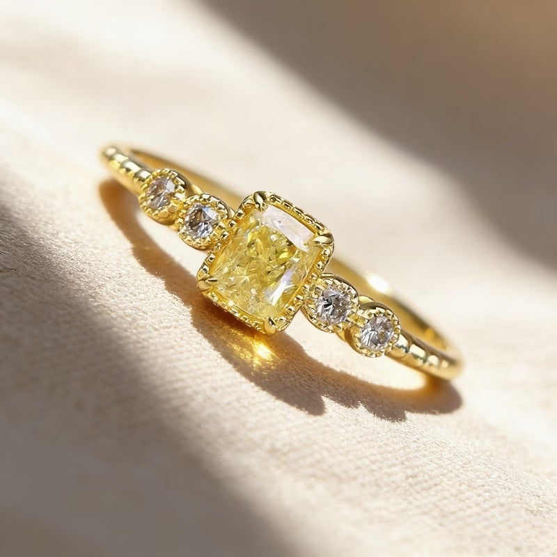 Dainty Yellow Sparkle Mini Zirconia Ring
