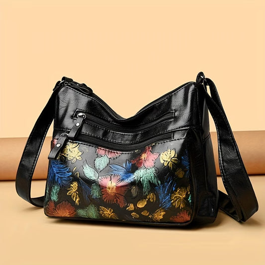 Women’s Vintage Floral Large-Capacity Crossbody Shoulder Bag