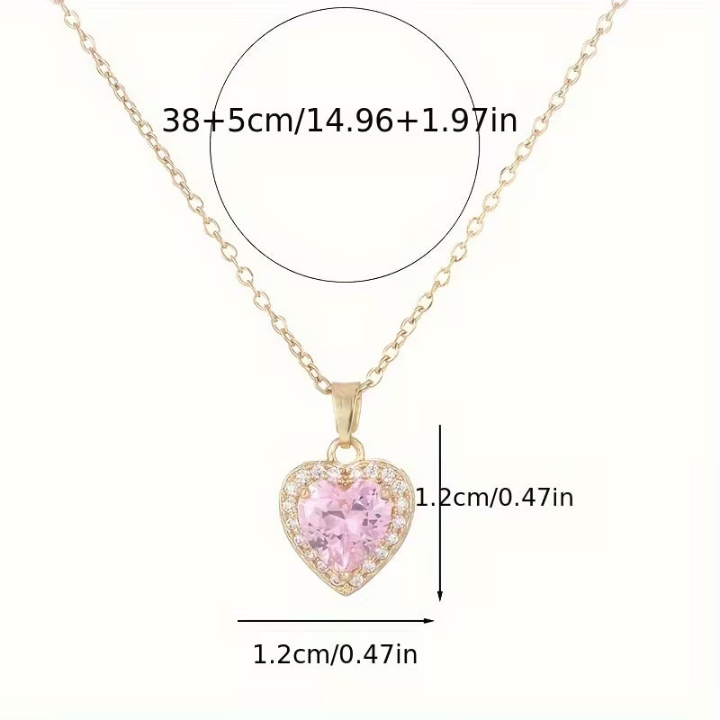 Edgy Zirconia Inlaid Heart Pendant Necklace