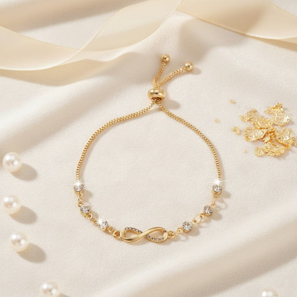 Micro Inlaid Zirconia Infinity Charm Bracelet
