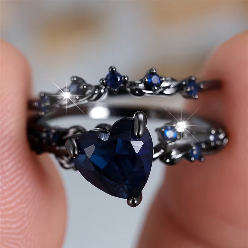 ANGOL 2pcs Versatile Classic Elegant Blue Synthetic Ring