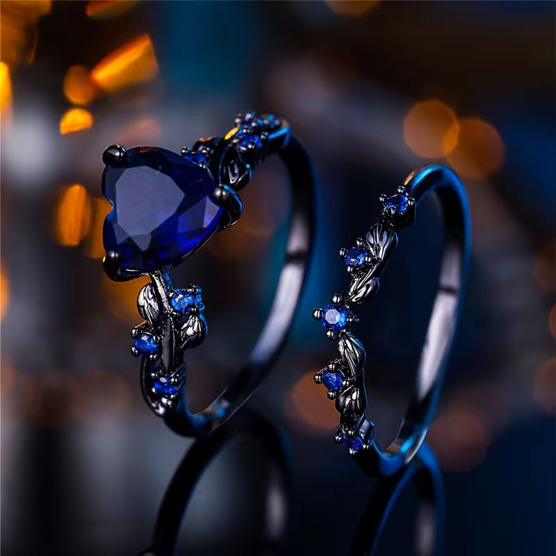 ANGOL 2pcs Versatile Classic Elegant Blue Synthetic Ring