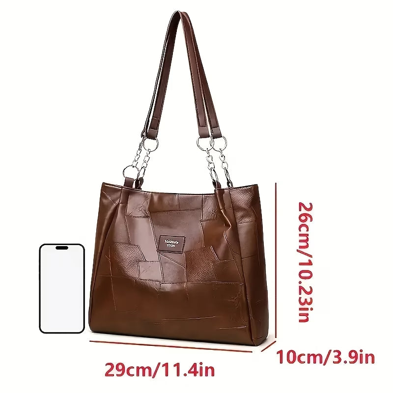 Women’s Large-Capacity Patchwork Design Tote Bag