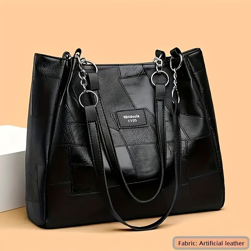 Women’s Large-Capacity Patchwork Design Tote Bag