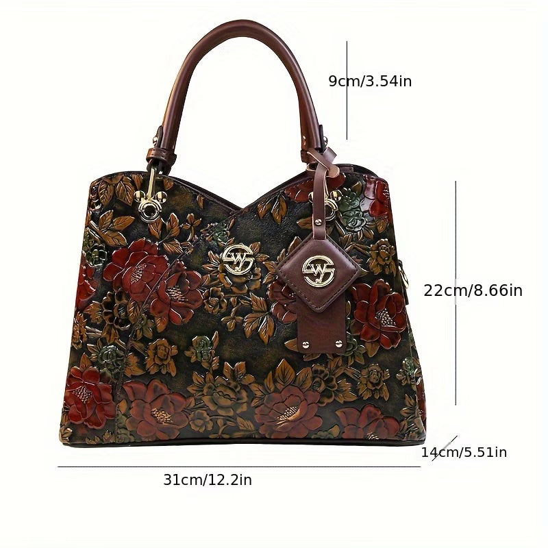 Women’s Hand-Painted Floral Handbag – Vintage Autumn Style