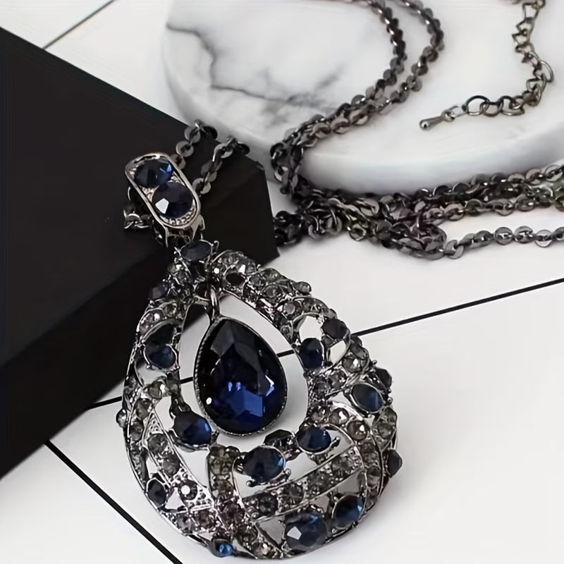 Decorative Long Teardrop Pendant Necklace