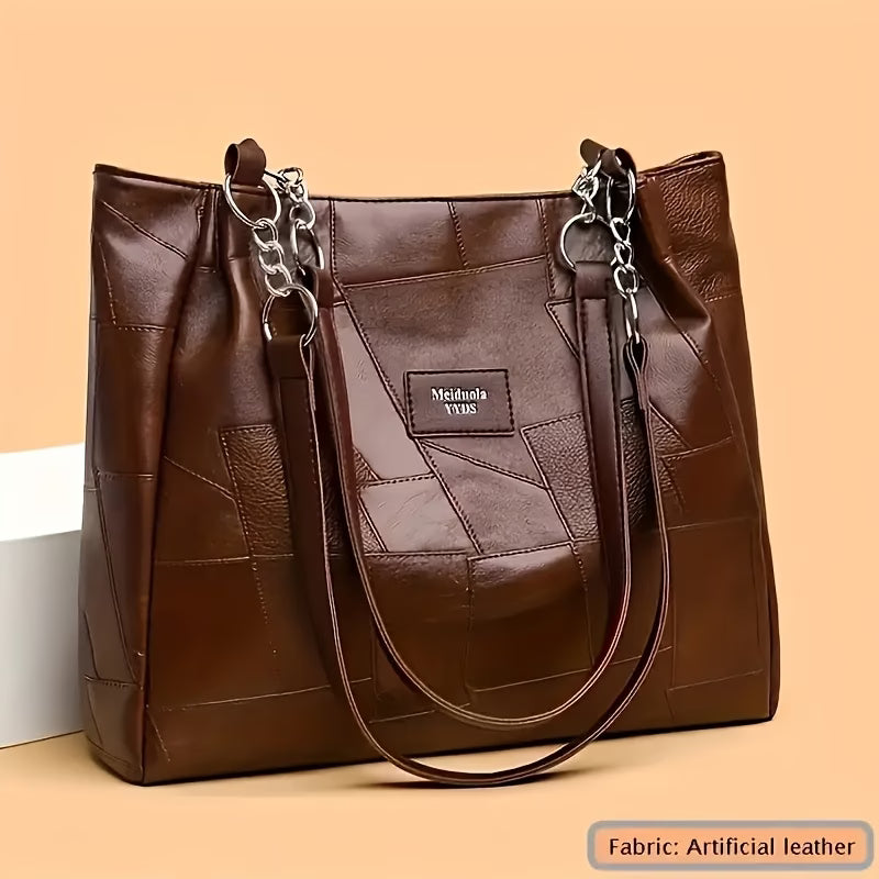 Women’s Large-Capacity Patchwork Design Tote Bag