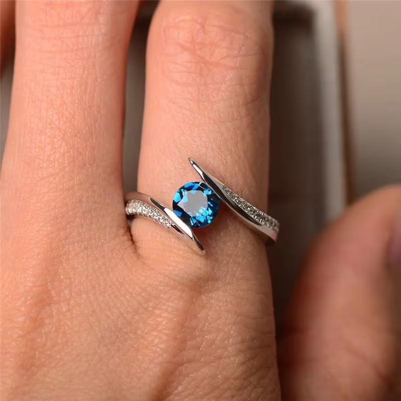 Synthetic Cubic Zirconia Unique Round Cut Ring