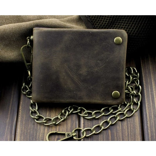 Men’s Biker Chain Wallet with Dual Brass Snap Buttons