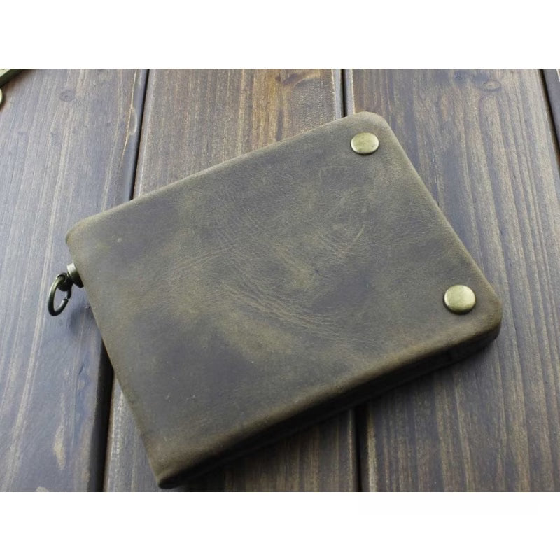 Men’s Biker Chain Wallet with Dual Brass Snap Buttons