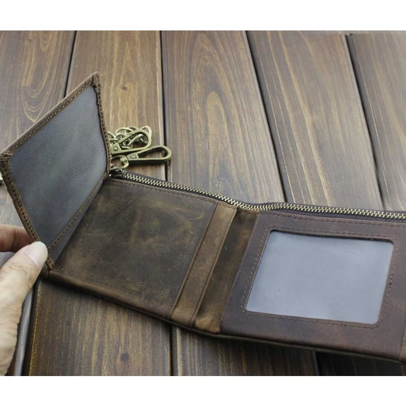 Men’s Biker Chain Wallet with Dual Brass Snap Buttons