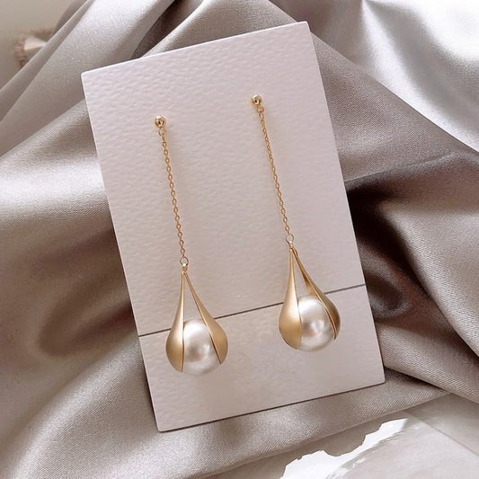 French Metal Matte Tassel Earrings