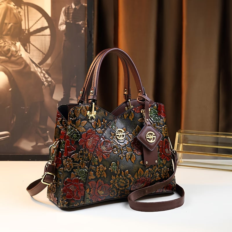Women’s Hand-Painted Floral Handbag – Vintage Autumn Style