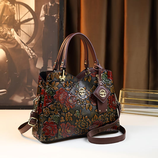 Women’s Hand-Painted Floral Handbag – Vintage Autumn Style
