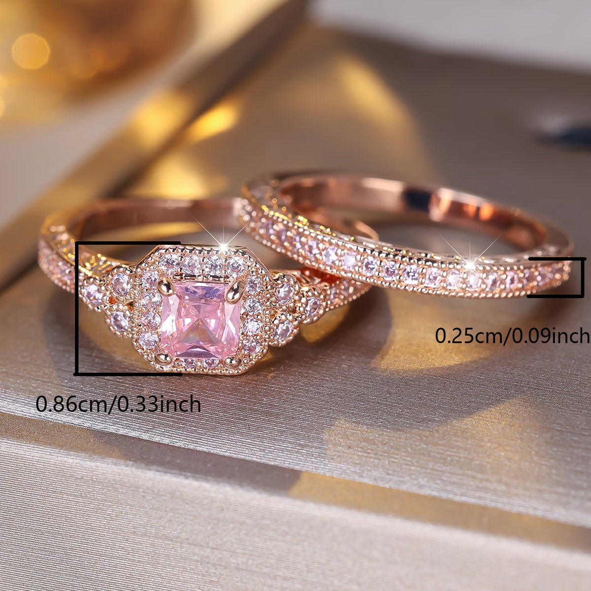 Luxurious Pink Sparkle Promise Rings