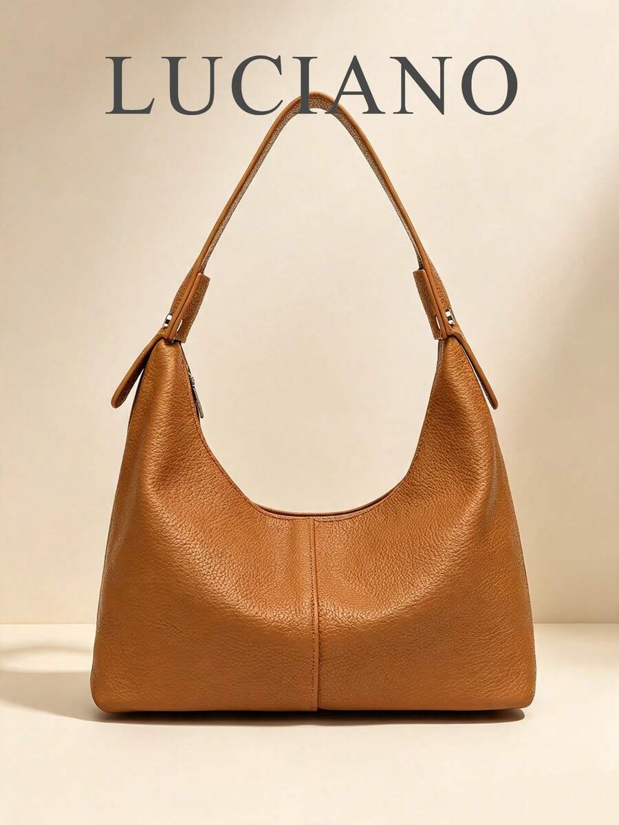 LUCIANO Women’s Burgundy Brown PU Leather Hobo Bag