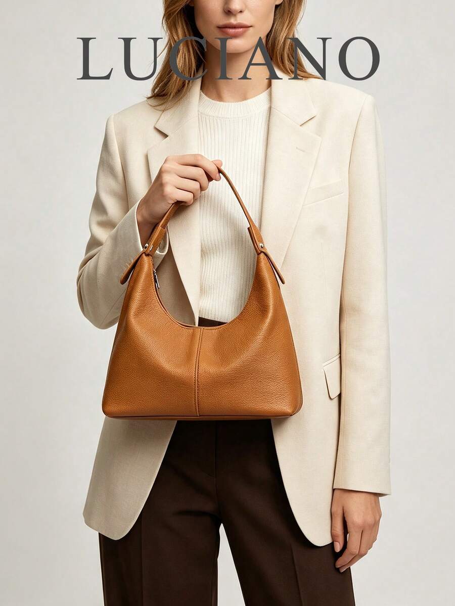LUCIANO Women’s Burgundy Brown PU Leather Hobo Bag