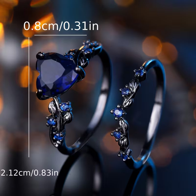 ANGOL 2pcs Versatile Classic Elegant Blue Synthetic Ring