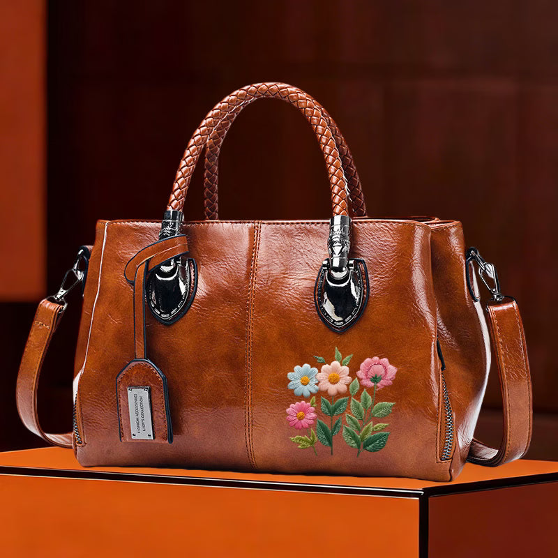 Women’s Vintage Floral Handbag – Stylish Top Handle Satchel