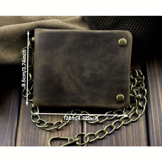 Men’s Biker Chain Wallet with Dual Brass Snap Buttons
