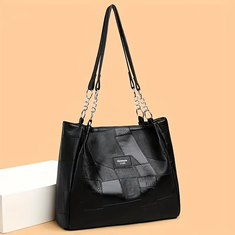 Women’s Large-Capacity Patchwork Design Tote Bag
