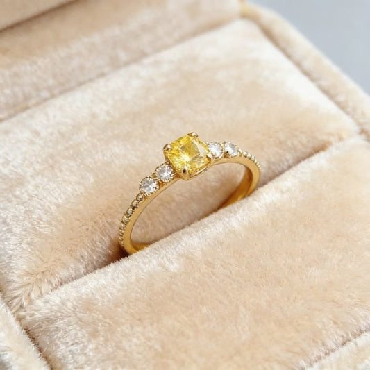 Dainty Yellow Sparkle Mini Zirconia Ring