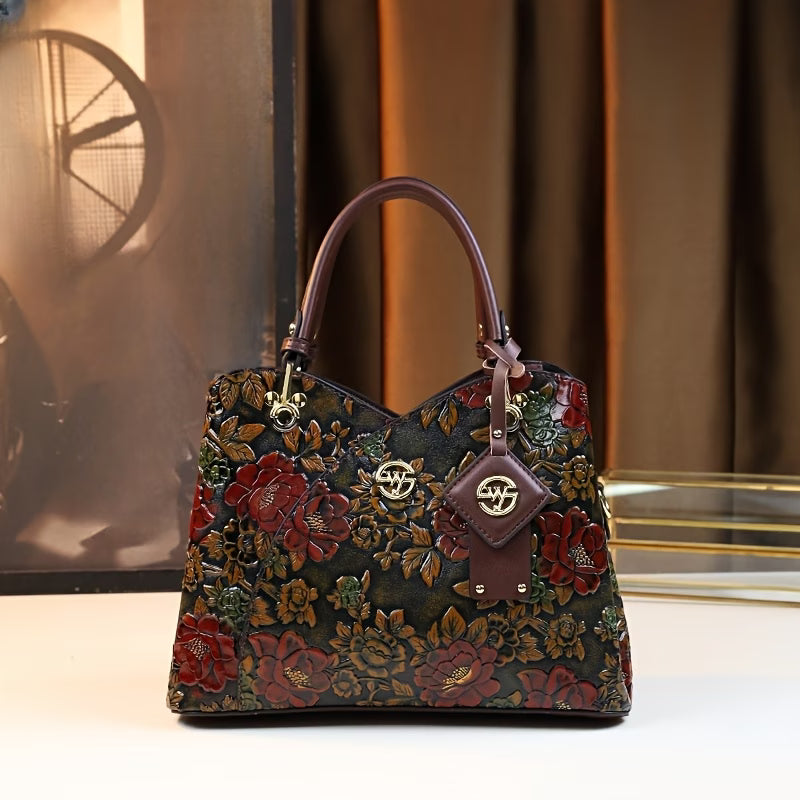 Women’s Hand-Painted Floral Handbag – Vintage Autumn Style