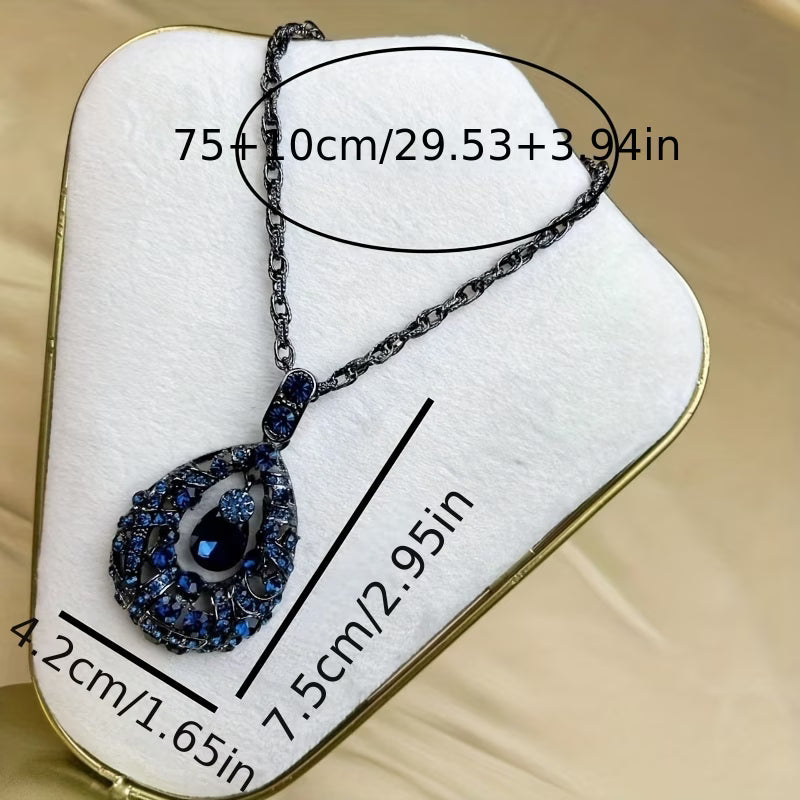 Decorative Long Teardrop Pendant Necklace