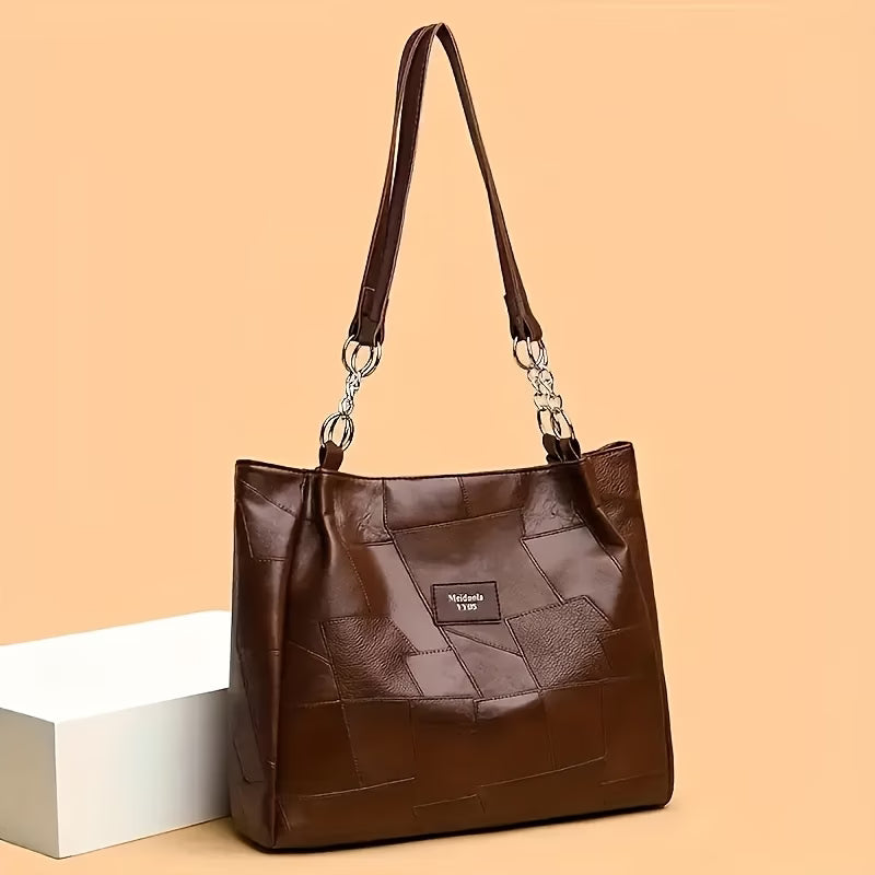 Women’s Large-Capacity Patchwork Design Tote Bag
