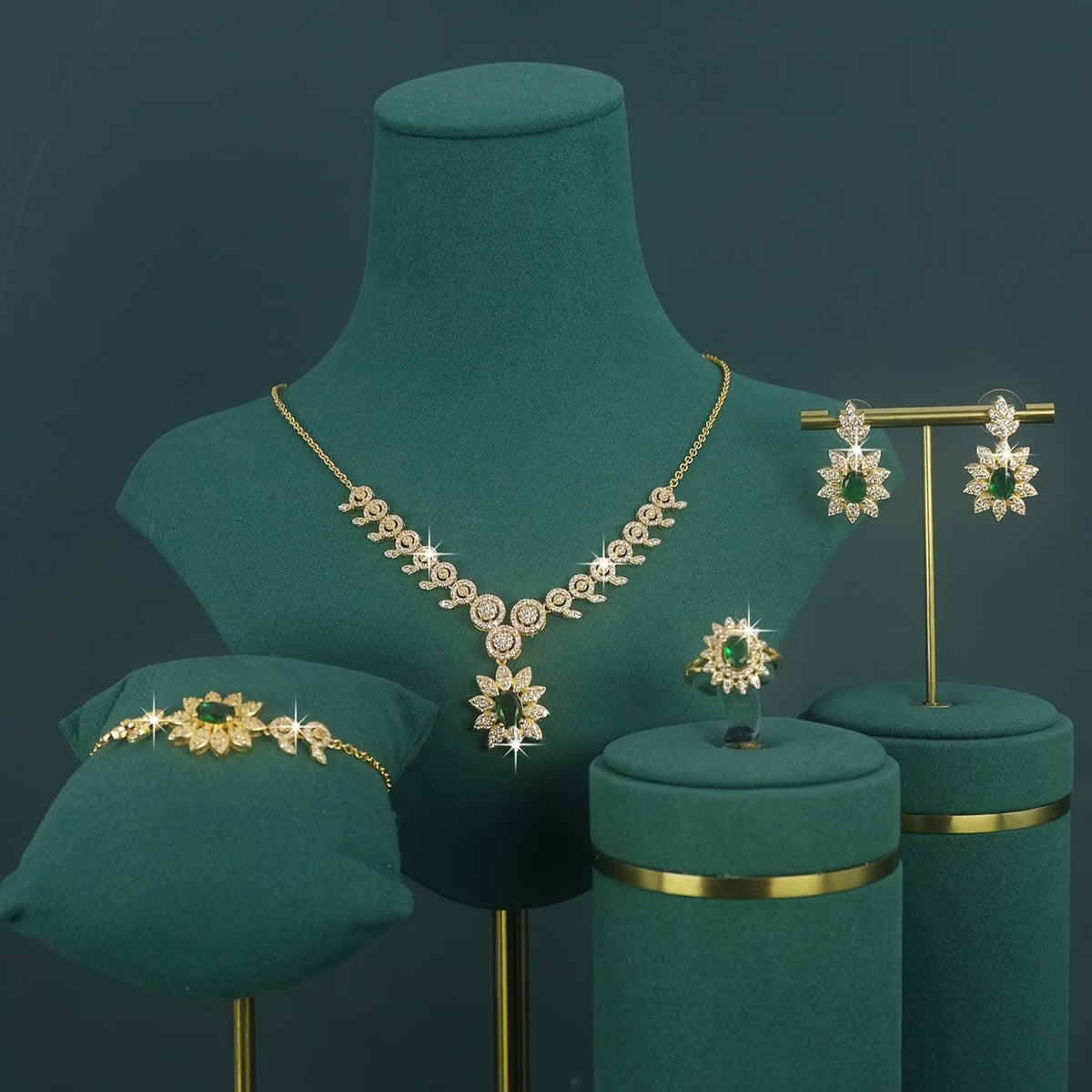 Luxury Series 18K Gold Plated Sunflower Jewelry Set