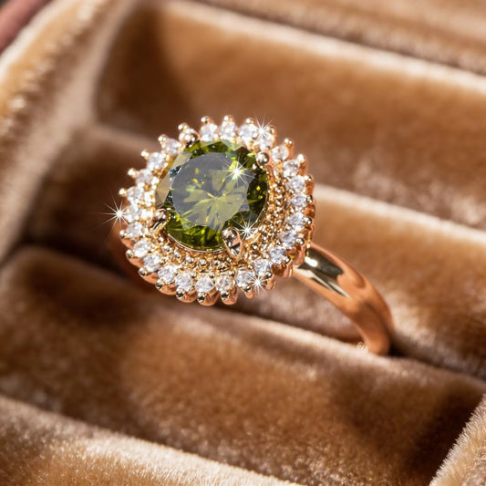 Olive Green Modern Grace Zirconia Fashion Ring