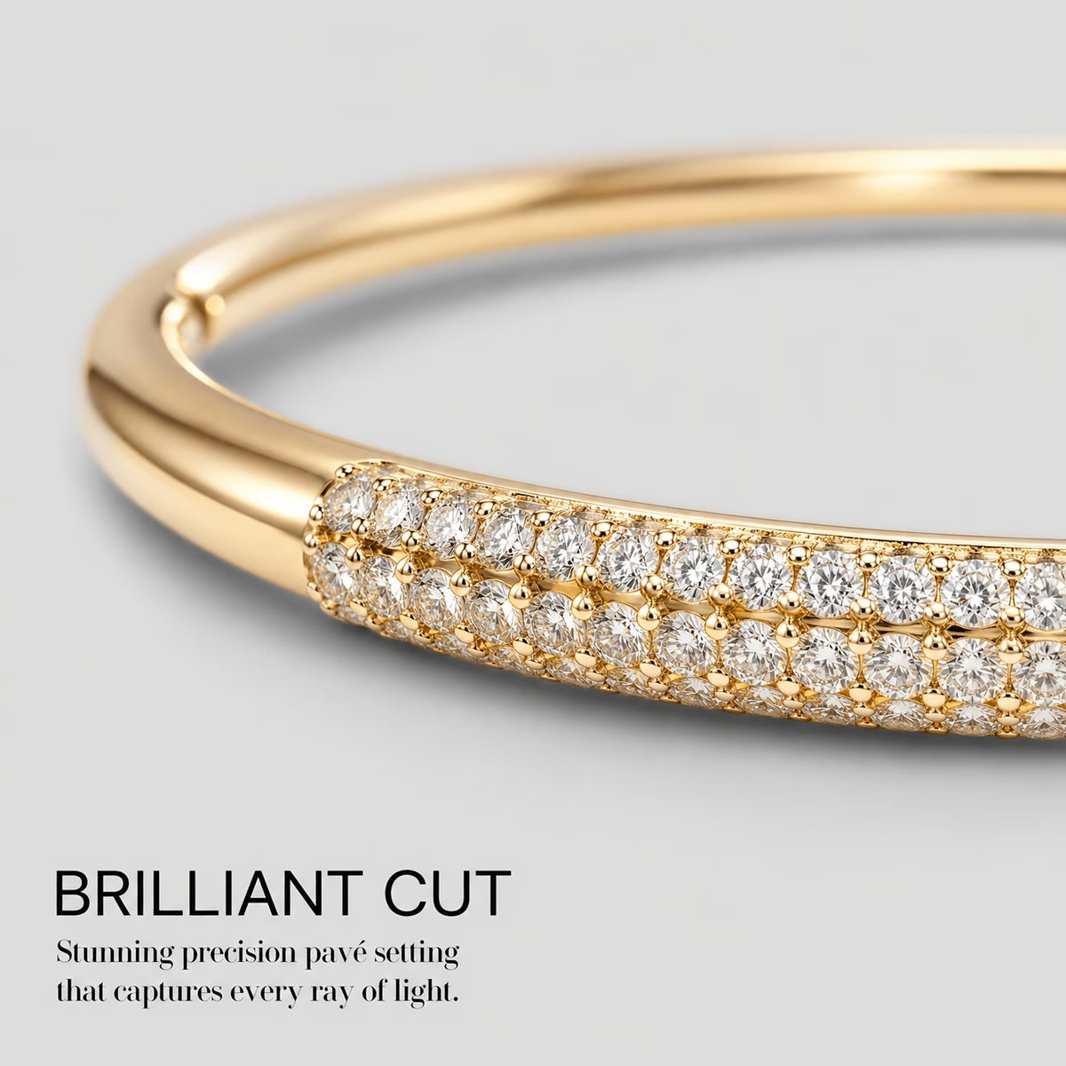 Luxury Full-Pave Golden Zirconia Bangle Bracelet