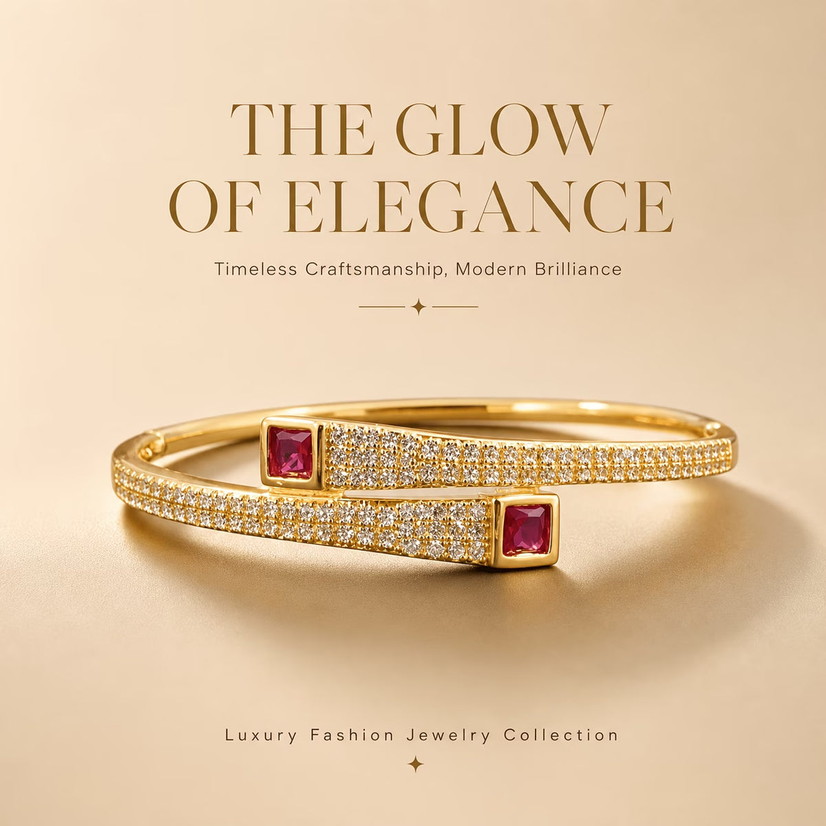 Crimson Luxe Full-Zirconia Staggered Bracelet