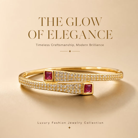 Crimson Luxe Full-Zirconia Staggered Bracelet