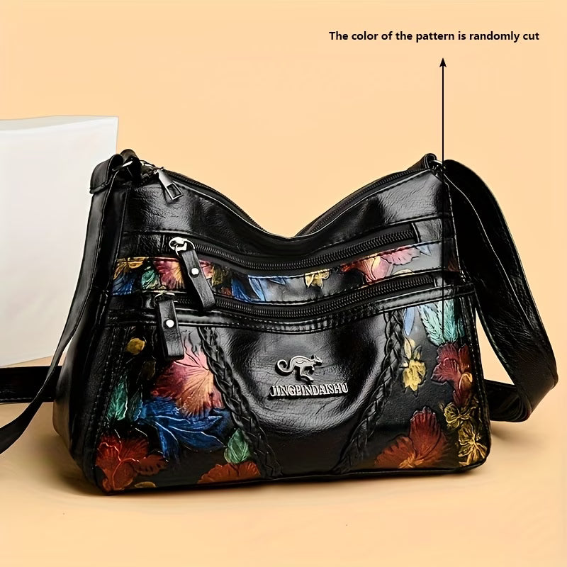 Women’s Vintage Floral Large-Capacity Crossbody Shoulder Bag