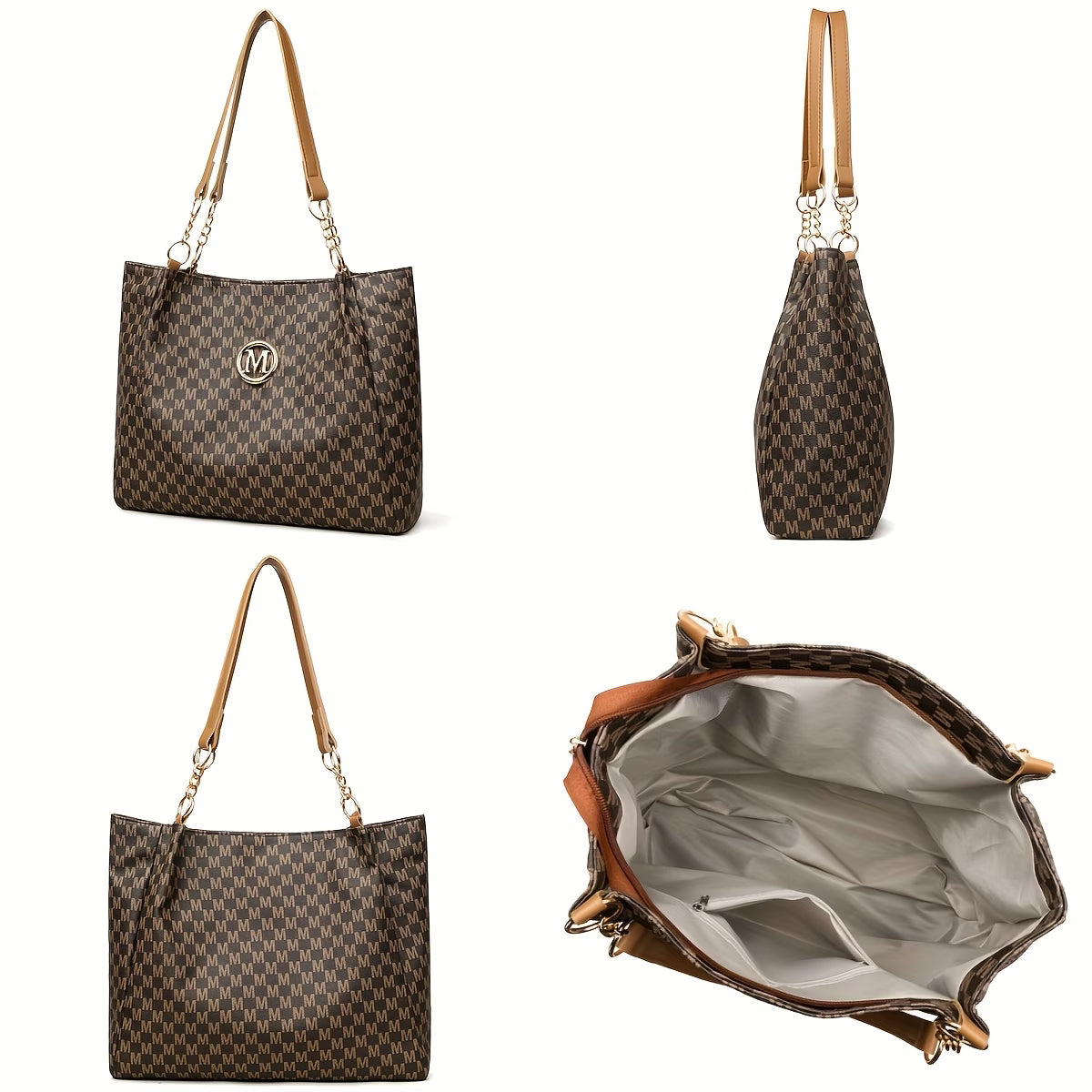 Women’s Retro Letter Print Shoulder Bag – Large Capacity