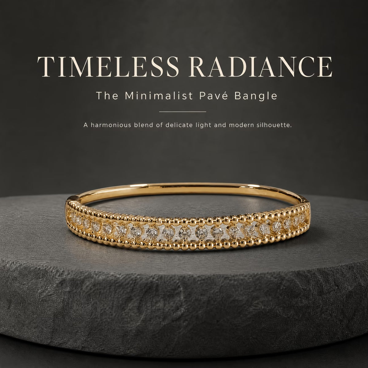 Luxury Adjustable Open Bangle Bracelet with Half-Hoop Zirconia