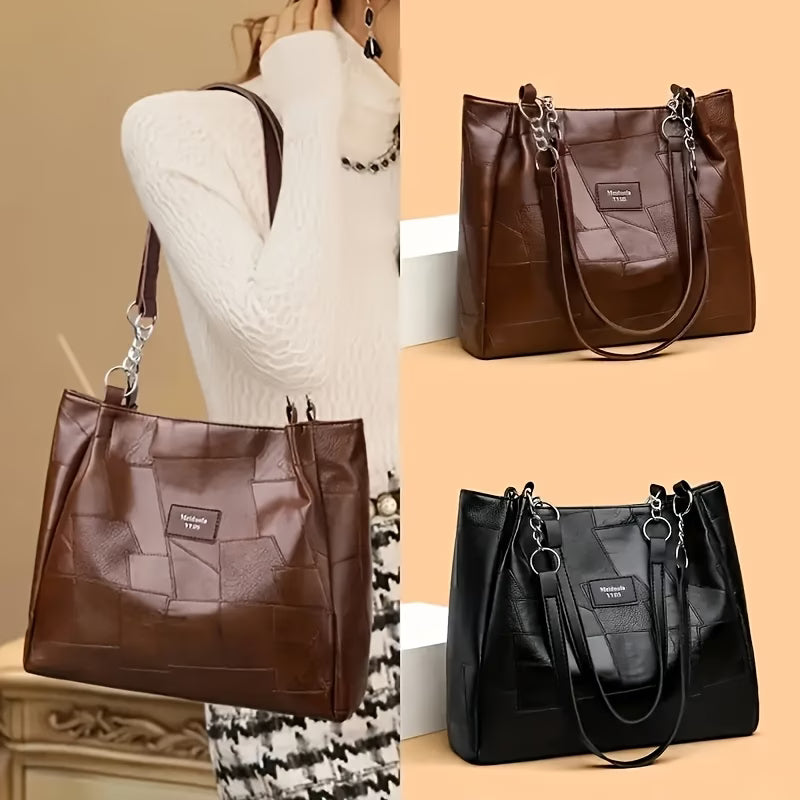 Women’s Large-Capacity Patchwork Design Tote Bag