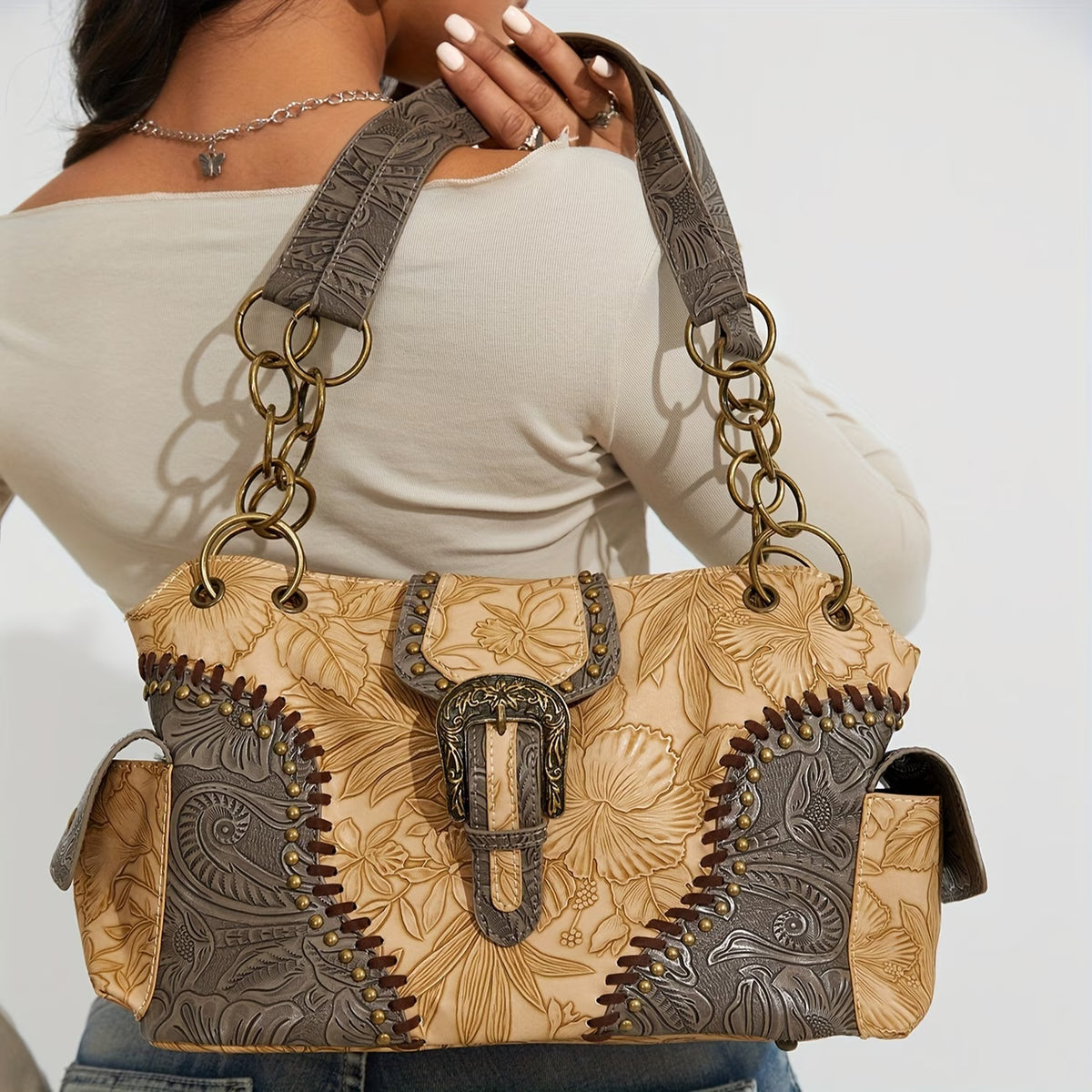 Women’s Vintage Studded Tote Bag