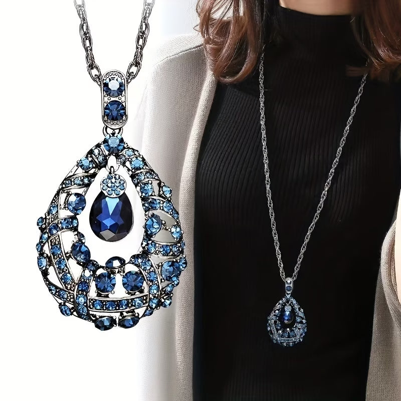 Decorative Long Teardrop Pendant Necklace