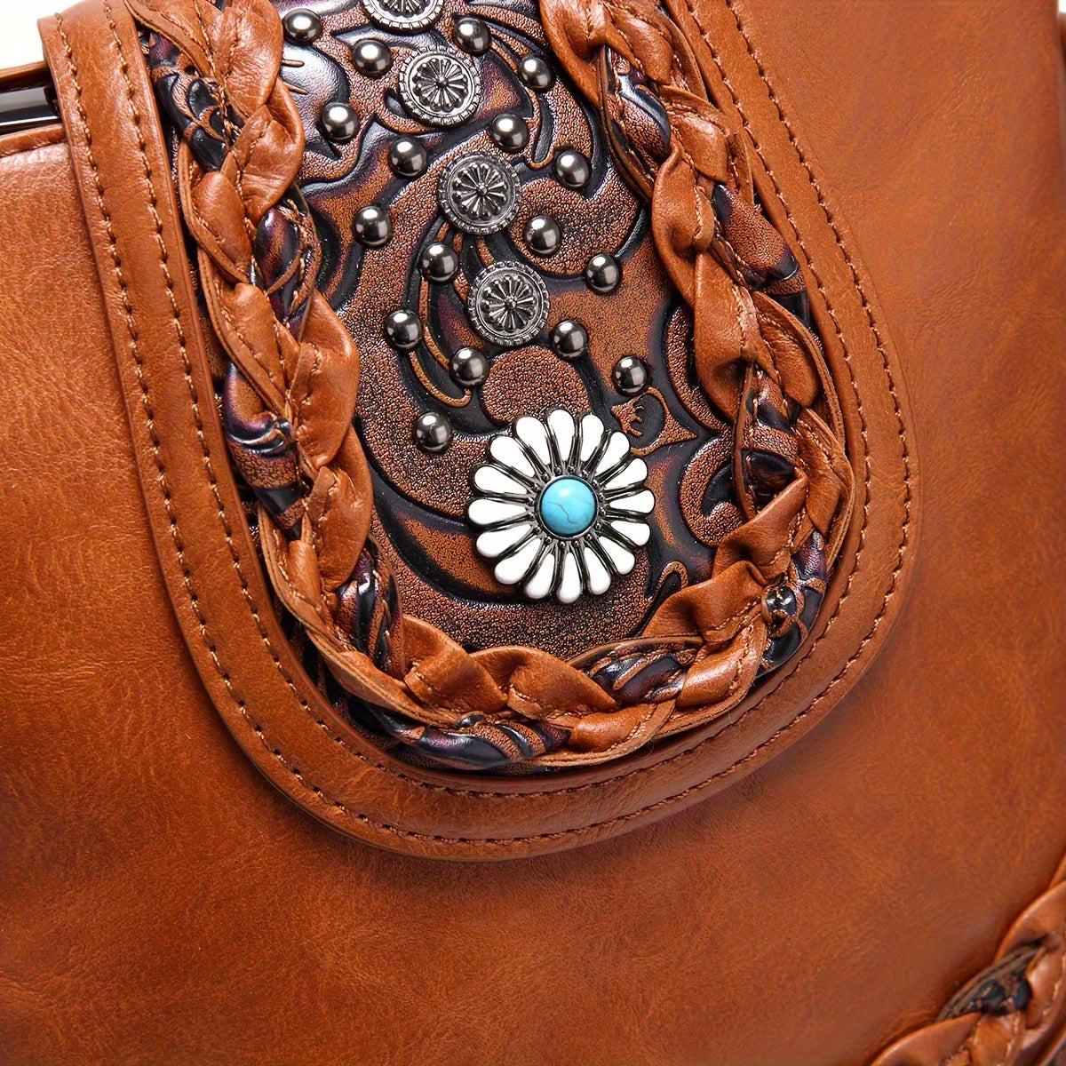 Women’s Braided Carved Tassel Shoulder Bag